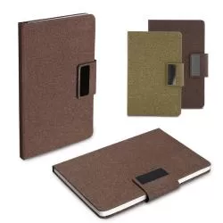 Caderno Capa Dura em PU e Fibra Café ou Chá Personalizado para Brinde