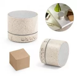 Caixa de Som Bluetooth em Fibra de Palha de Trigo Personalizada para Brinde