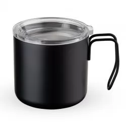 Caneca Metal Parede Dupla com Tampa Transparente Personalizada 