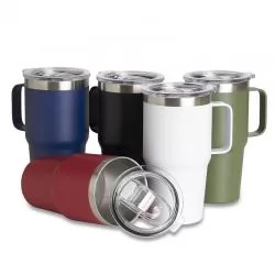 Caneca Metal Térmica com Tampa Transparente Personalizada para Brinde