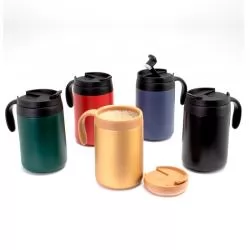 Caneca Metal Térmica Parede Dupla e Tampa Plástica Personalizada para Brinde