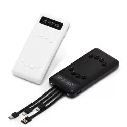 Carregador Power Bank 10.000mAh com Lanterna e Multissaídas Personalizado para Brinde