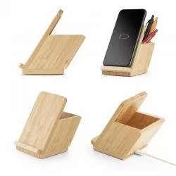 Carregador wireless em bambu Personalizado 