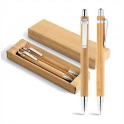 Conjunto de Esferográfica e Lapiseira em Bambu Personalizado 