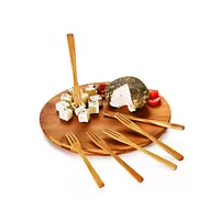 Conjunto Gourmet para Queijo e Petiscos em Bambú Personalizado 