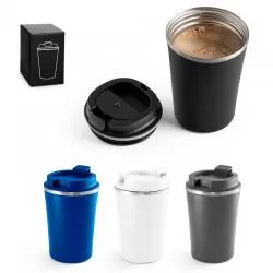 Copo Metal Parede Dupla com Tampa Personalizado 