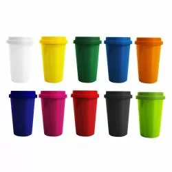 Copo Plástico para Café com Tampa Personalizado para Brinde