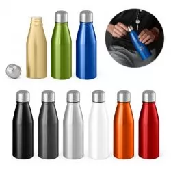 Garrafa Squeeze Metal com Tampa em Aço Inox Personalizada 