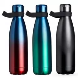 Garrafa Squeeze Metal Térmico com Alça de Silicone Personalizada 