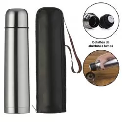 Garrafa Squeeze Metal Térmico com Tampa Rosqueável Personalizada para Brinde