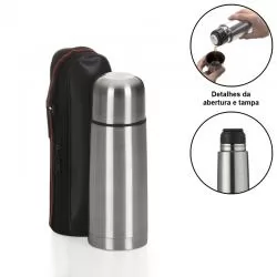 Garrafa Squeeze Metal Térmico com Tampa Rosqueável Personalizada para Brinde