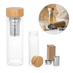 Garrafa Squeeze Vidro com Infusor em Aço Inox Personalizada 